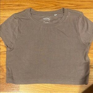 ESTPAC Ribbed Crop Top in Taupe